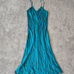 Vintage teal silk maxi dress